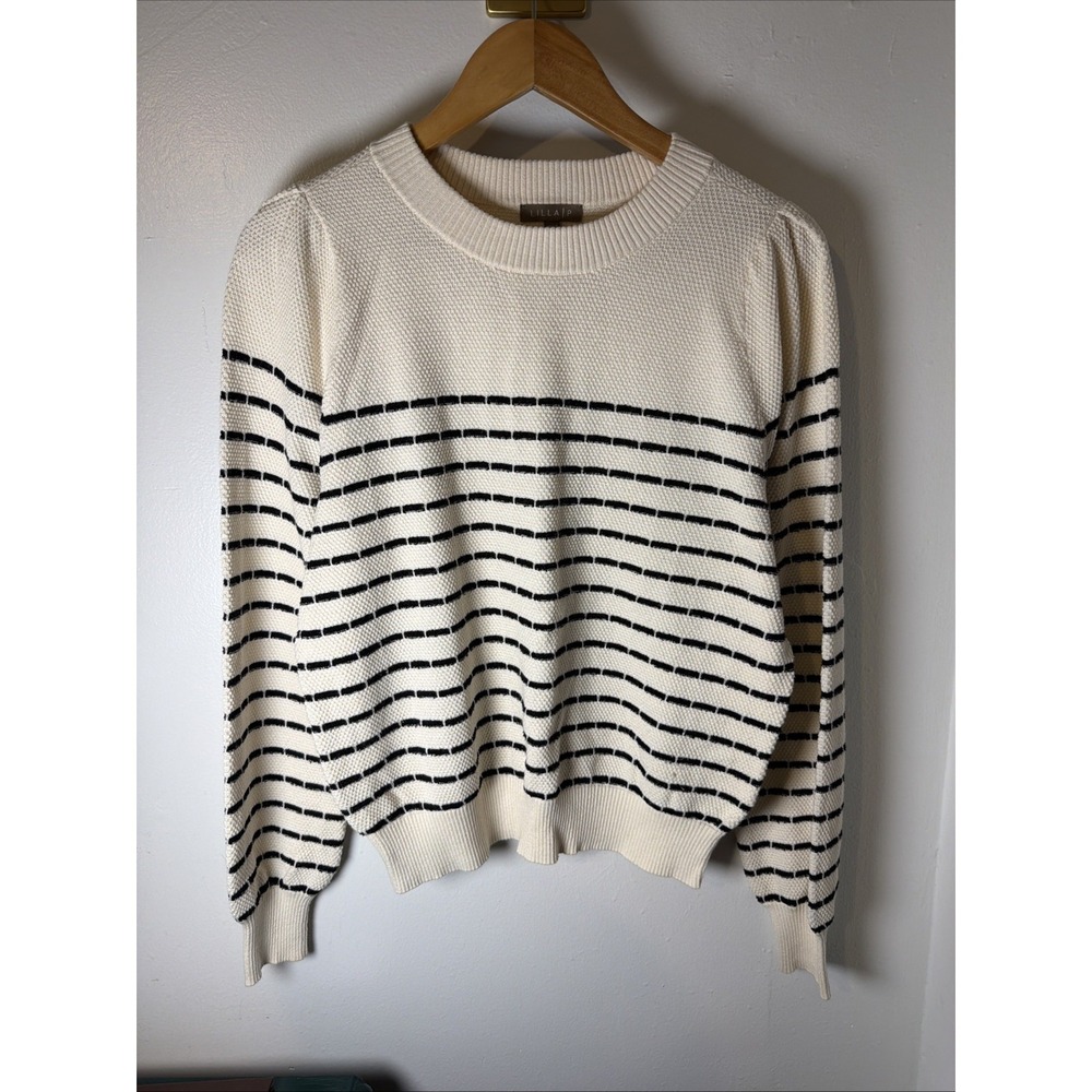 LILLA P  Cotton Blend Striped Nautical Classic Old Money Crewneck Sweater Sz M